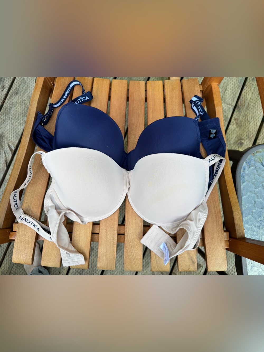 Set of 2 Nautica Navy and Cream Molded T-Shirt Bra